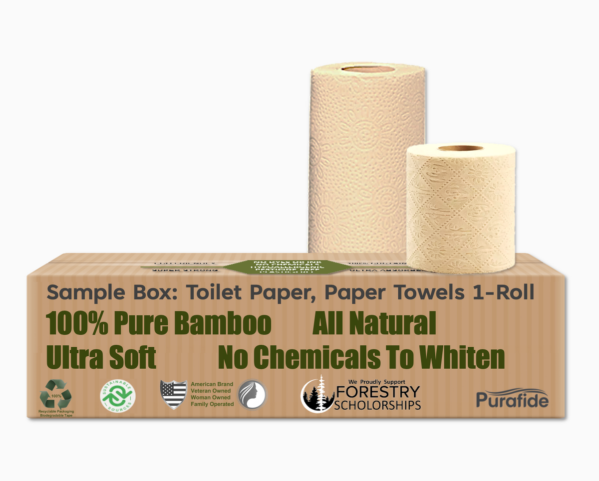 Bamboo Sample Box, 1 Toilet Paper, 1 Paper Towel